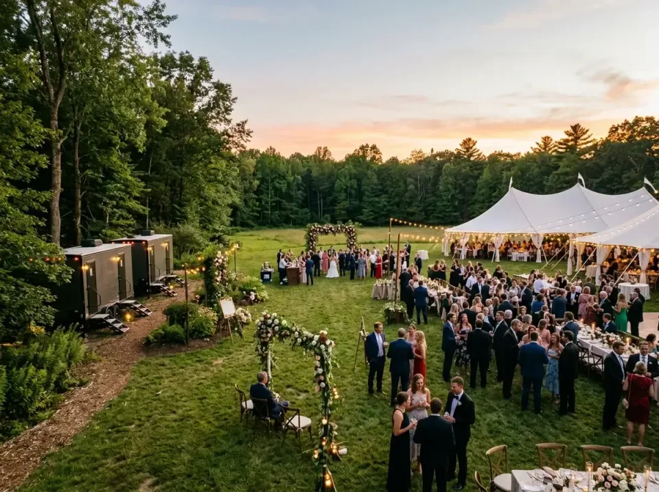Luxury Restroom Trailer — Outdoor Wedding